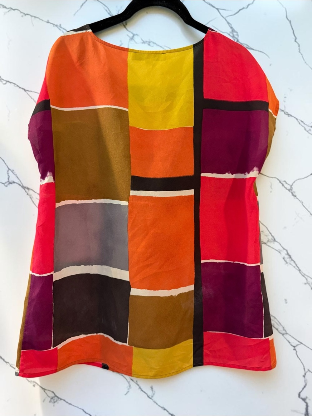 LOFT Colorblock Multicolor Stripe Blouse - Pink, Orange & Yellow - Picture 6 of 6